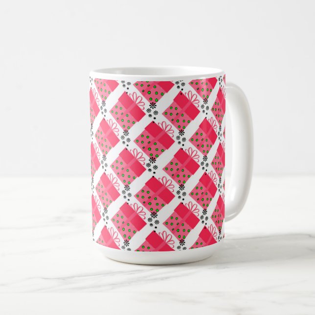 Taza De Café Patrón de regalo de Navidad (Anverso derecho)