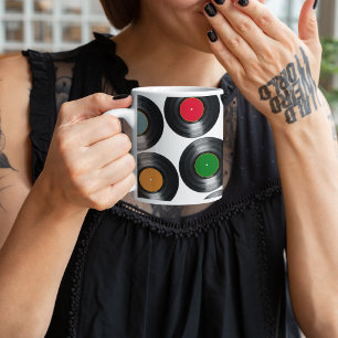 Taza De Café patrón de registros de vinilo de color