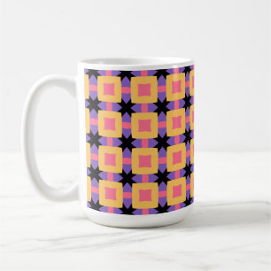 Taza De Café Patrón de rejilla cuadrada retro con colores brill
