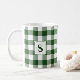 Taza De Café Patrón de relleno de búfalo blanco verde con monog