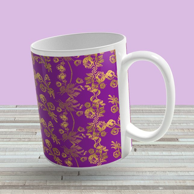 Taza De Café Patrón de remolino de damasco dorado rústico vinta (Subido por el creador)