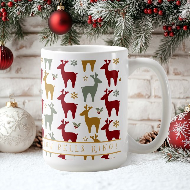 Taza De Café Patrón de renos de Navidades rojos #12 ID1009 (Subido por el creador)