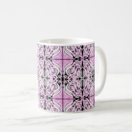 Taza De Café Patrón de repetición de curva blanca rosada