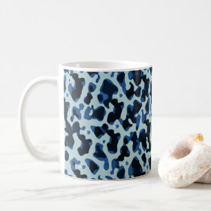 Taza De Café Patrón de resumen de camo negro azul