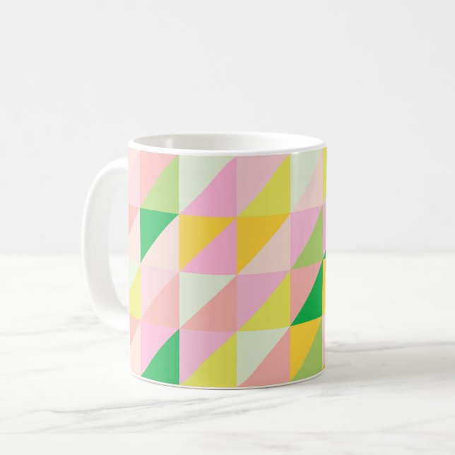 Taza De Café Patrón de retracción geométrica en colores de prim (Anverso izquierdo)