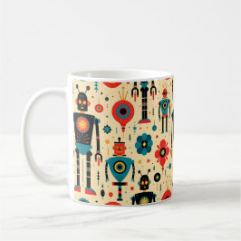 Taza De Café Patrón de robots Personalizado de ciencia ficción