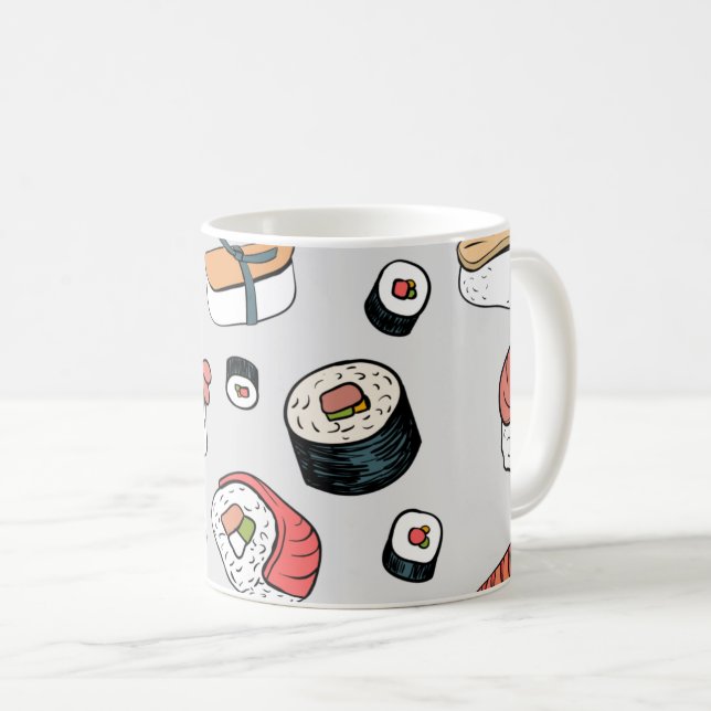 Taza De Café Patrón de rollos de sushi de Kawaii (Anverso derecho)