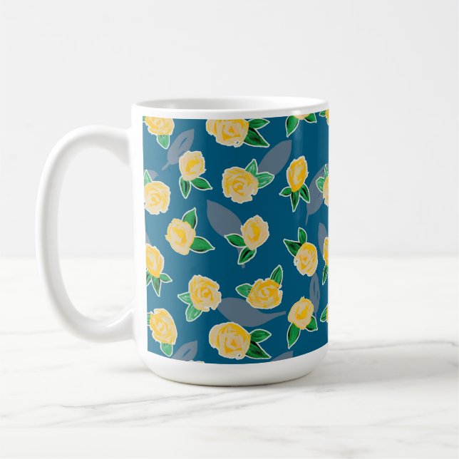 Taza De Café Patrón de rosa amarillo (Izquierda)