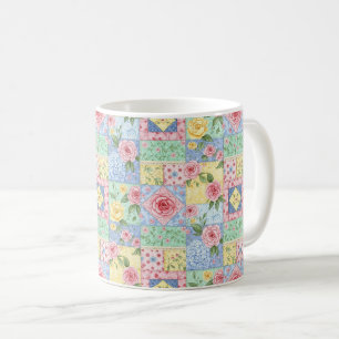 Taza De Café Patrón de rosa de colcha vintage