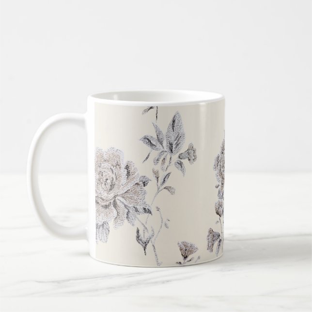 Taza De Café Patrón de rosa pastel (Izquierda)