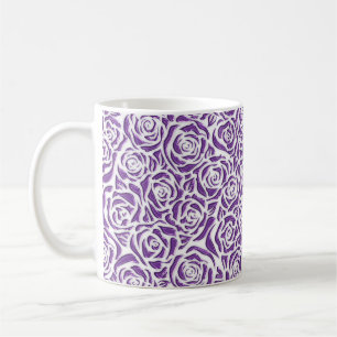 Taza De Café Patrón de Rosa Púrpura Suave