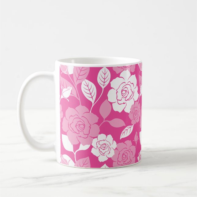 TAZA DE CAFÉ PATRÓN DE ROSA (ROSA) (Izquierda)