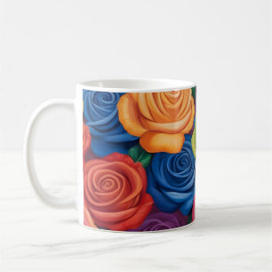 Taza De Café Patrón de rosas coloridos