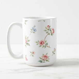 Taza De Café Patrón de rosas rosadas en acuarela romántica