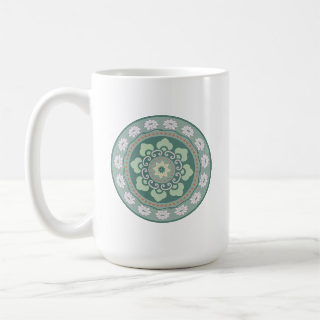 Taza De Café patrón de roseta verde tradicional chino (Izquierda)