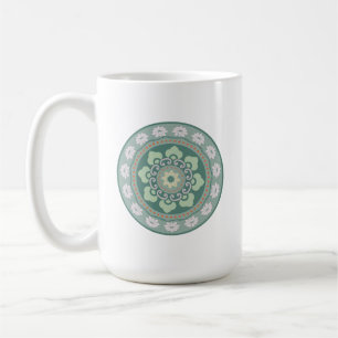 Taza De Café patrón de rosetón verde tradicional chino