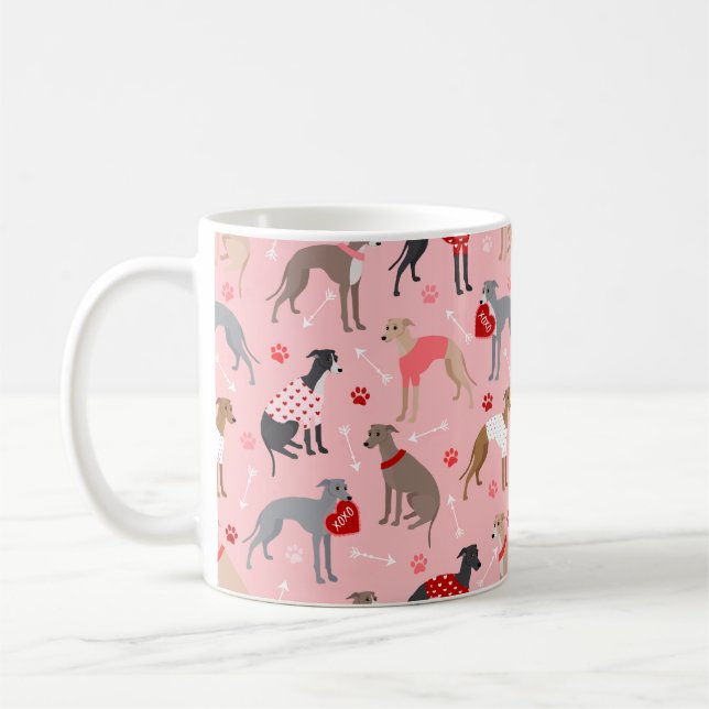 Taza De Café Patrón de San Valentín de Greyhound italiano (Izquierda)