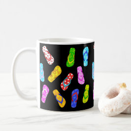 Taza De Café Patrón de sandalias Flip Flop Black Cute Beach Tem