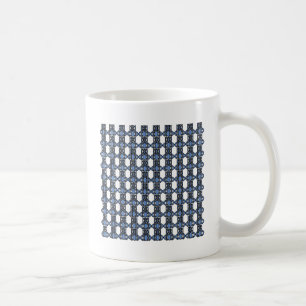 Taza De Café Patrón De Scarab De Mod Retro Azul Resumen