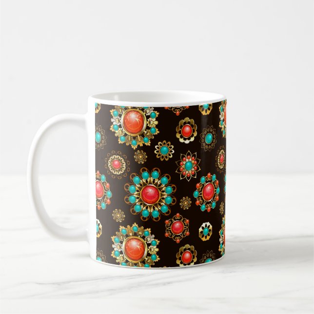 Taza De Café Patrón de Seamless Brooches Étnicos (Izquierda)
