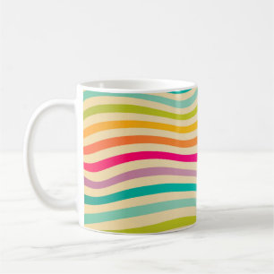 Taza De Café Patrón De Seamless Colorful Striped. ilustracion.