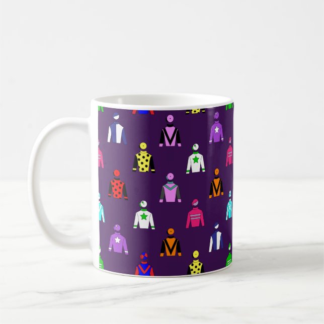Taza De Café Patrón de sedas de jockey sobre caballos (Izquierda)