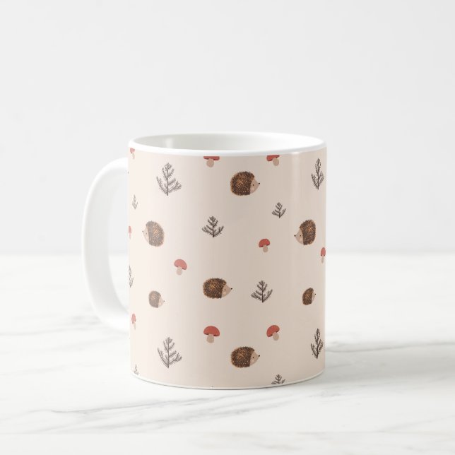 Taza De Café Patrón de setas y edgehog de Woodland (Anverso izquierdo)