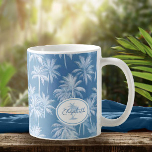 Taza De Café Patrón de silueta de árbol de palmas hawaiano ID10