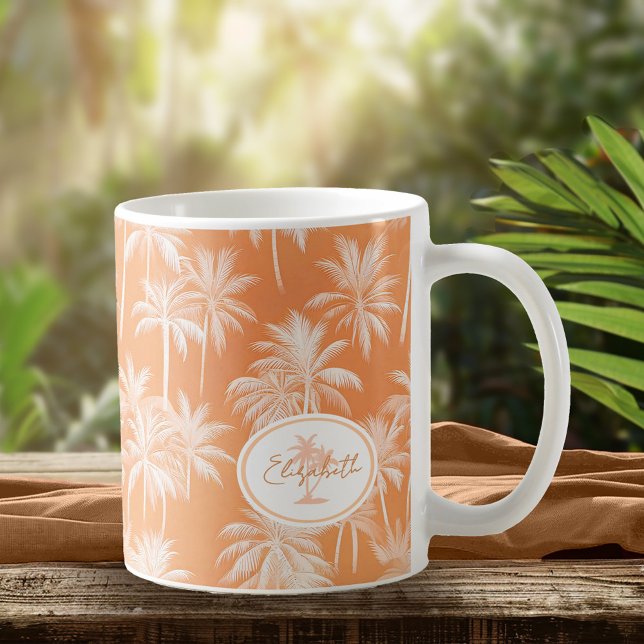 Taza De Café Patrón de silueta de árbol de palmas hawaiano Taca (Subido por el creador)