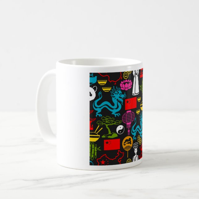 Taza De Café Patrón de símbolos de la cultura china (Anverso izquierdo)