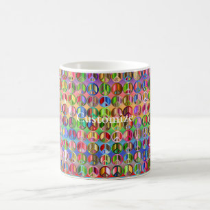 Taza De Café patrón de símbolos de paz multicolor
