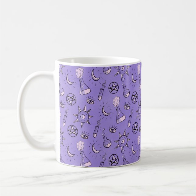 Taza De Café Patrón de símbolos ocultas de brujería - místico m (Izquierda)