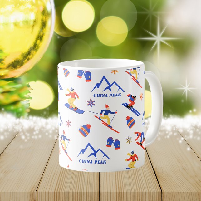 Taza De Café Patrón de snowboard de esquí de California pico en (China Peak California ski snowboard winter snow vacation christmas holidays mug)