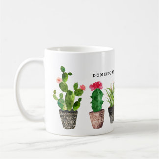 Taza De Café Patrón de suculentos de color de agua boho persona