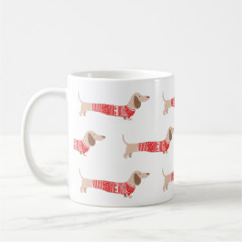 Taza De Café Patrón de suéter rojo de Navidad para perro vienés