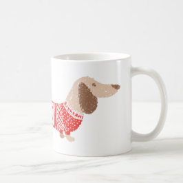Taza De Café Patrón de suéter rojo de Navidad para perro vienés