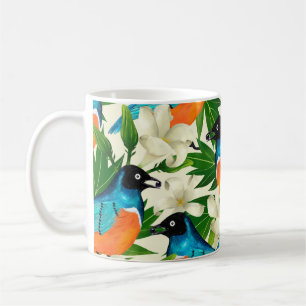 Taza De Café Patrón de superficie con frutos de papaya, hojas y