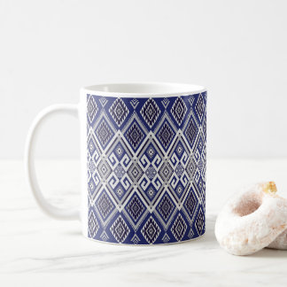 Taza De Café Patrón de Superficie con Motivo Tribal Azul Marino