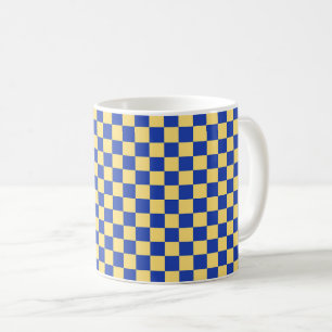 Taza De Café Patrón de tablero a cuadros amarillo mantequilla y