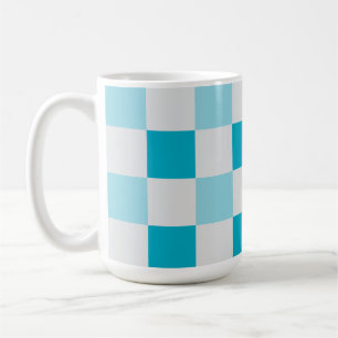 Taza De Café Patrón De Tablero Blanco Y Azul