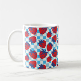 Taza De Café Patrón de tablero de ajedrez de fresa en negrita