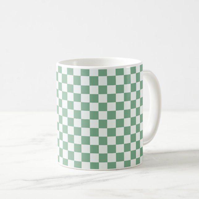 Taza De Café patrón de tablero de ajedrez de niebla de eucalipt (Anverso derecho)
