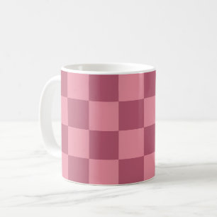 Taza De Café Patrón de tablero de ajedrez rosa minimalista