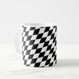 Taza De Café Patrón de tablero geométrico moderno blanco negro