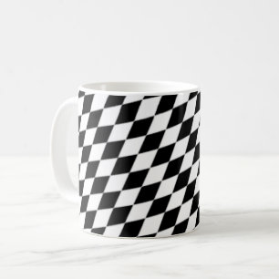 Taza De Café Patrón de tablero geométrico moderno blanco negro
