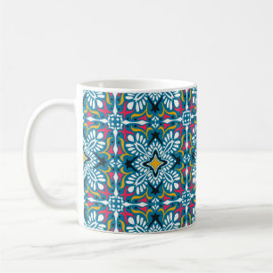 Taza De Café Patrón de Talavera. Papeleo indio. Azulejos portu