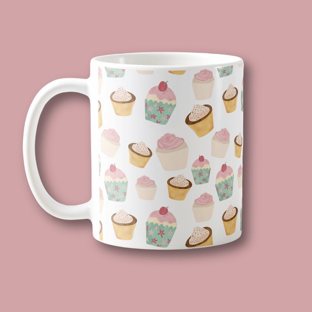 Taza De Café Patrón de tarta (Cute cupcake coffee mug.)