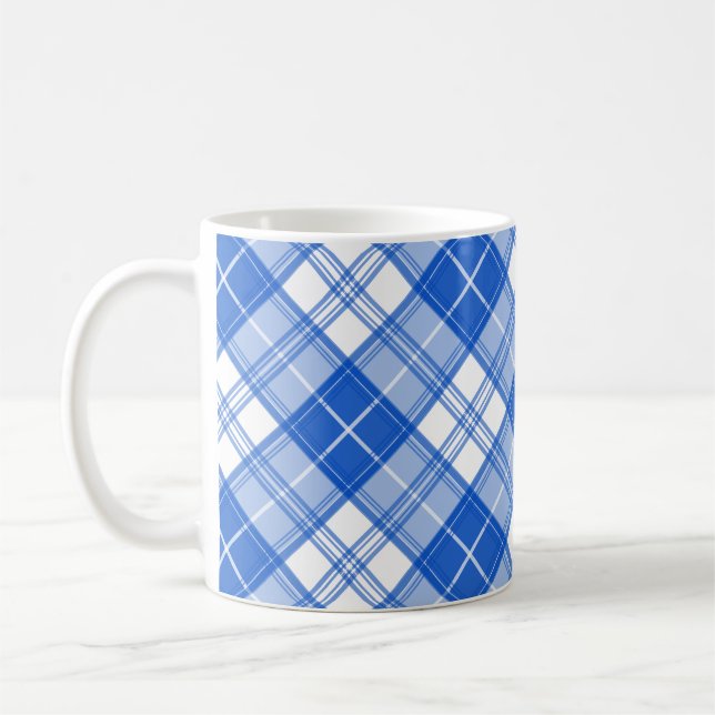 Taza De Café Patrón de tartán blanco oscuro yxm0uat9 diagonal (Izquierda)