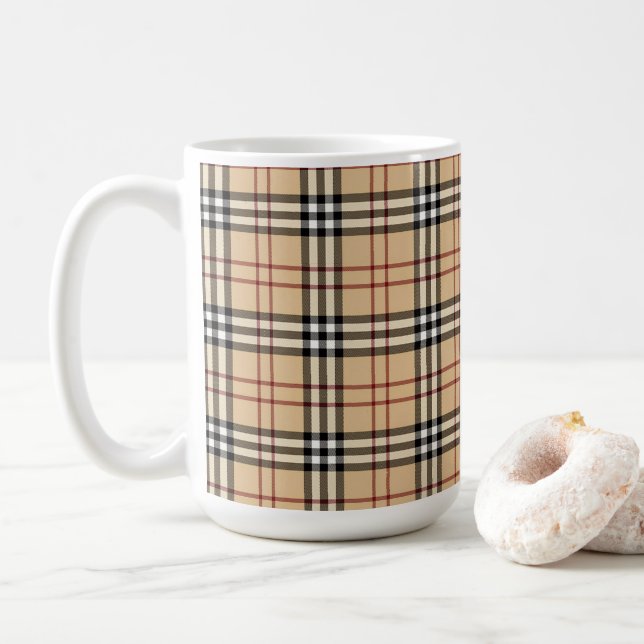 Taza De Café Patrón de Tartán Escocés     (Con donut)