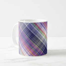 Taza De Café Patrón De Tartán Morado Tan Moderno.